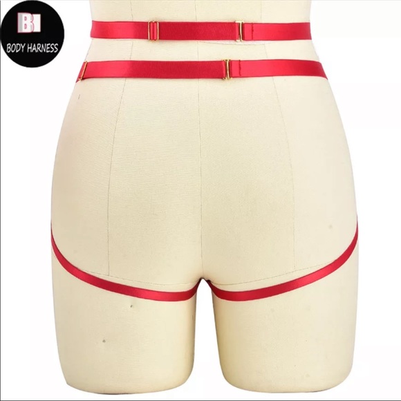 Red women garter belt harness - Picture 2 of 2